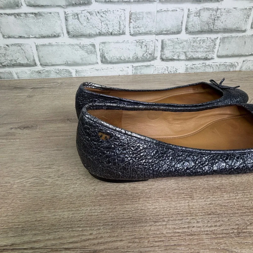 Tory Burch Shoes Laila Driver Ballet Flat Royal Blue Crinkle Leather 9 m